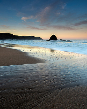 Dawn over Widemouth Bay, Cornwall.