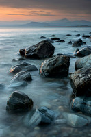Last light on distant Snowdon, Llandanwg Beach, Gwynned.