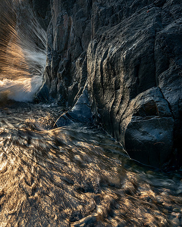 Evening light through a breaking wave, Pembrokeshire.